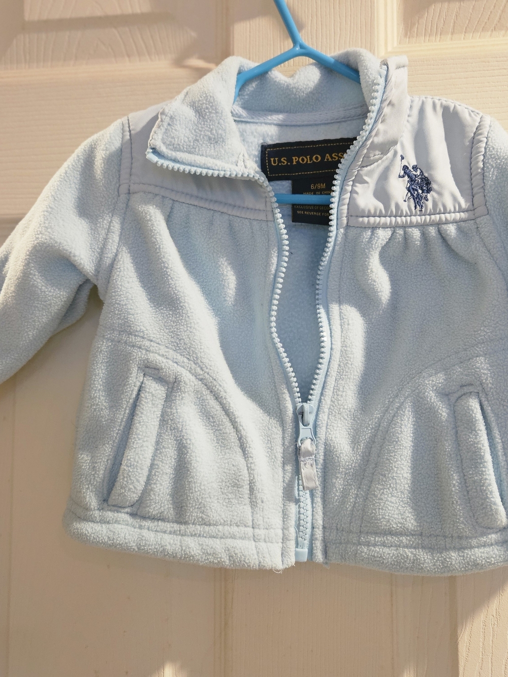 U.S. Polo Assn. Light Blue Fleece Puffer Jacket 6/9 Months